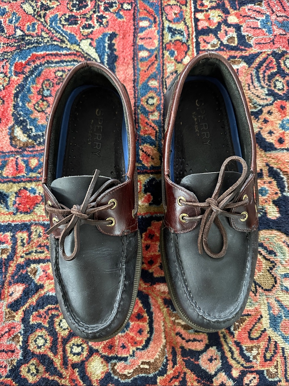 Sperry Men's Two-Tone Black and Brown Leather Boat Shoes